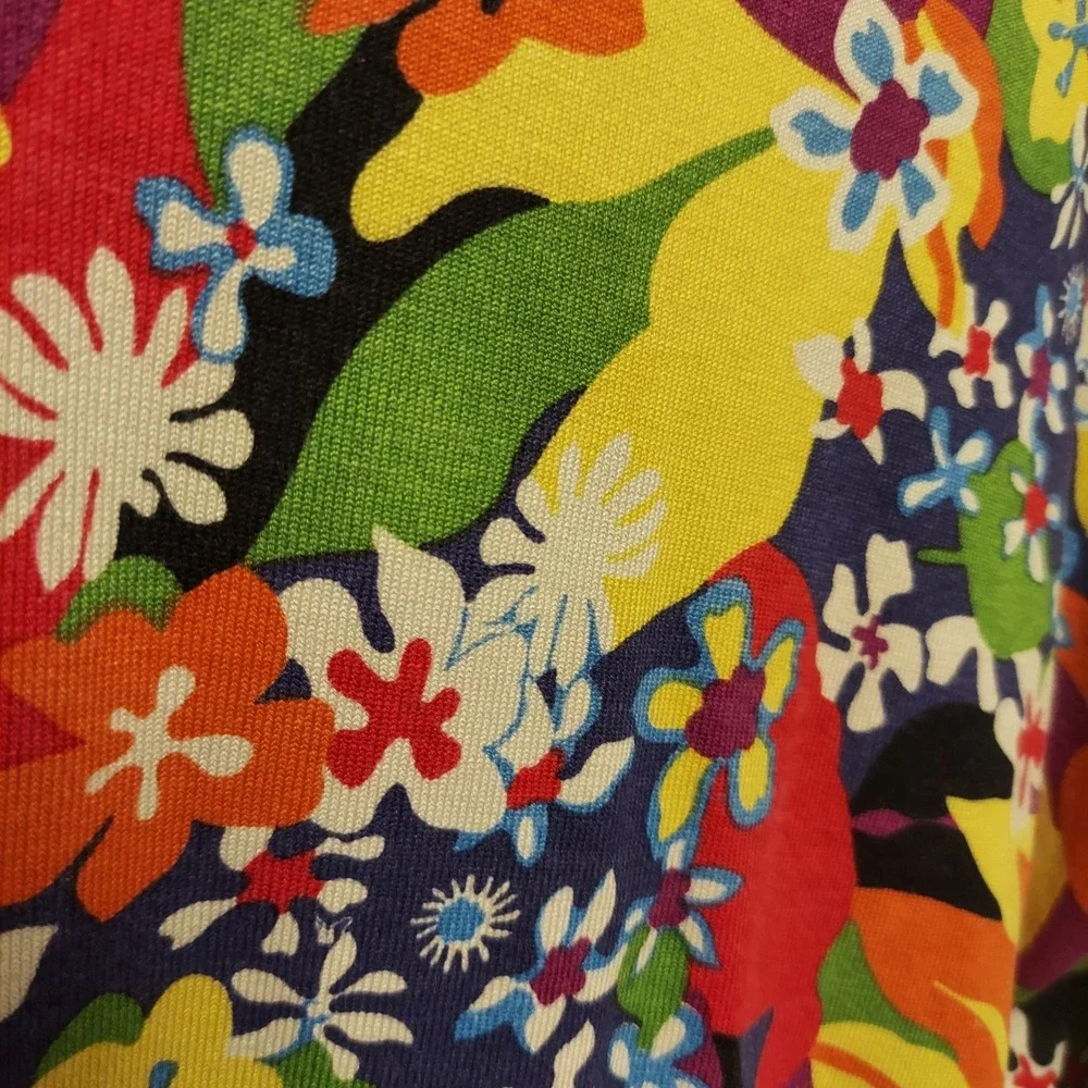 Madison Studio Womens Silk Blend Floral Psychedelic Long Sleeve Knit Top Multi M